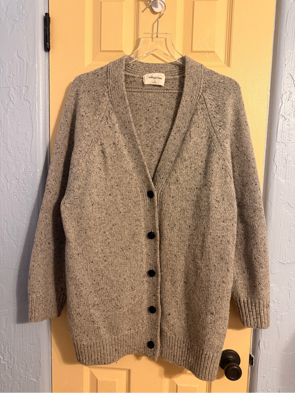 Wilfred Gray Speckled Knit Cardigan